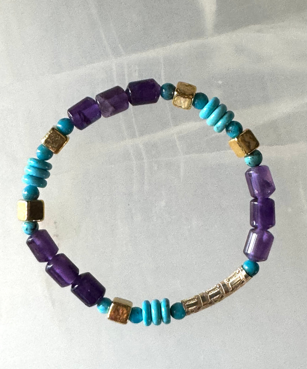 women's turquoise and amethyst bracelet