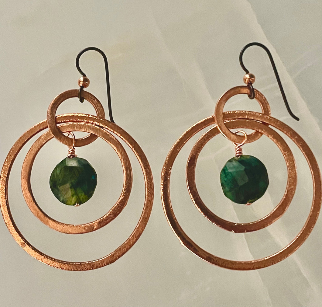 New! Copper and labradorite hoop earrings.