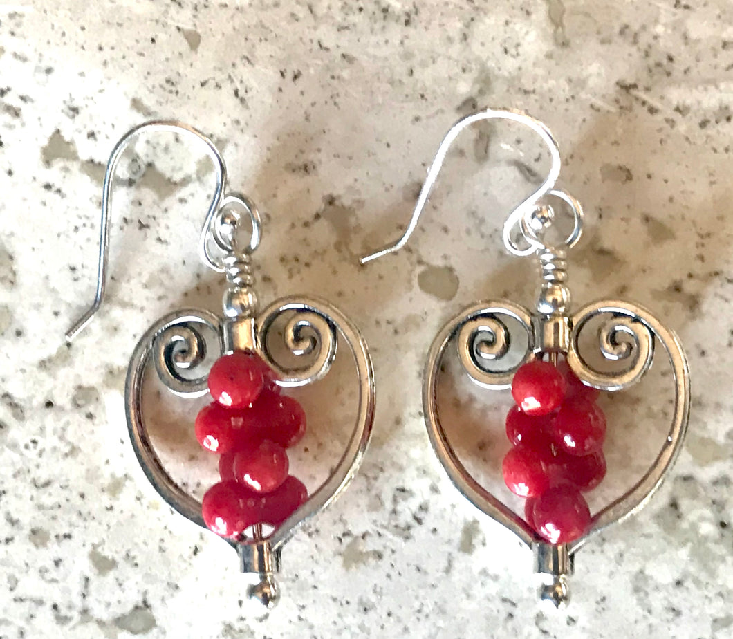 Women's Red Coral Earrings - think Valentine's Day