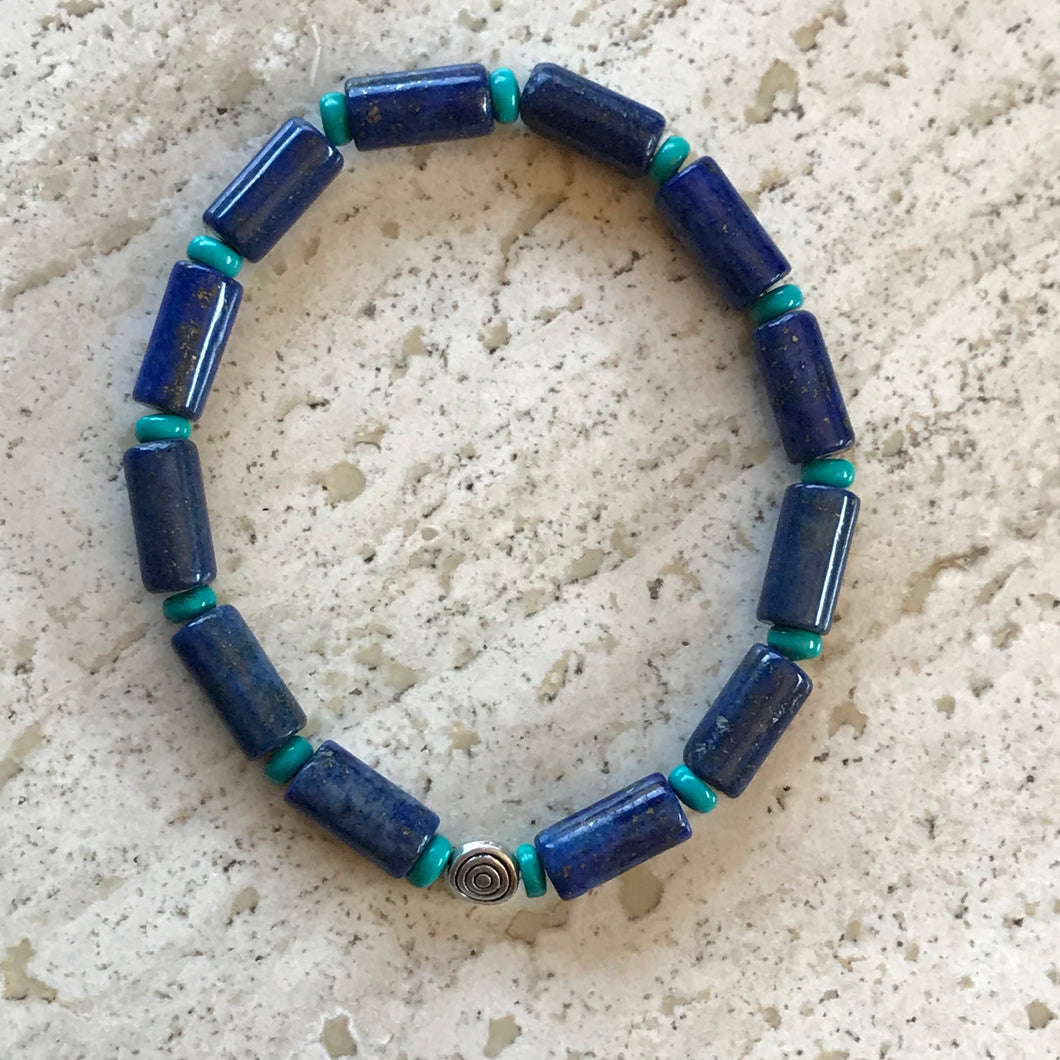 Lapis lazuli & turquoise woman's bracelet