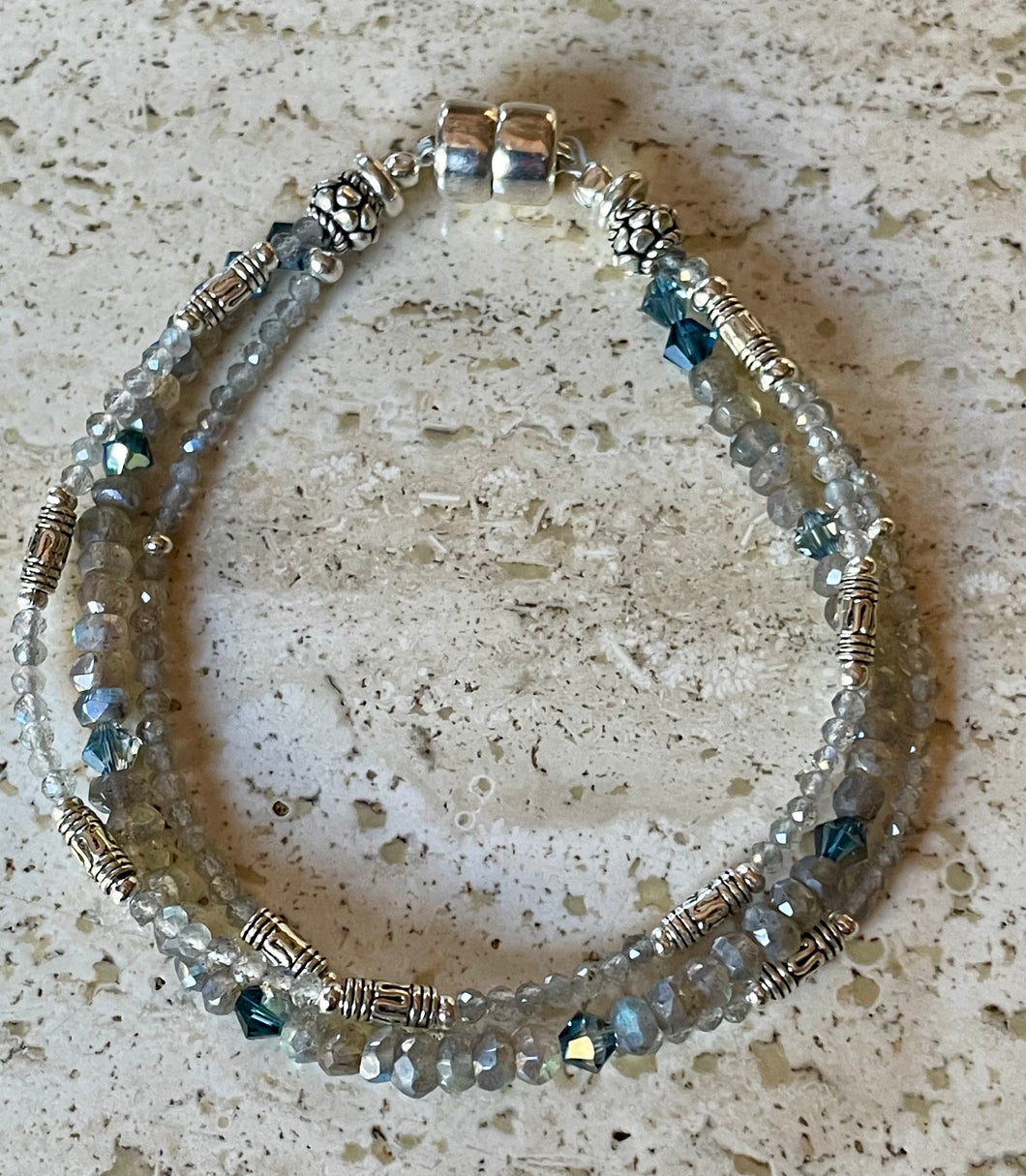 Woman's three-strand labradorite bracelet