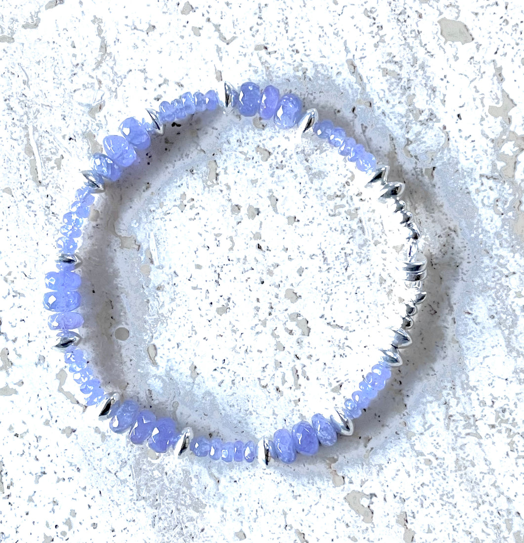 Woman's tanzanite and silver bracelet
