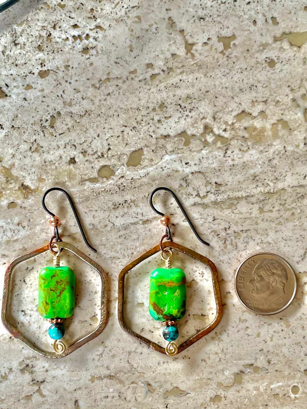 NEW! Mohave green turquoise earrings